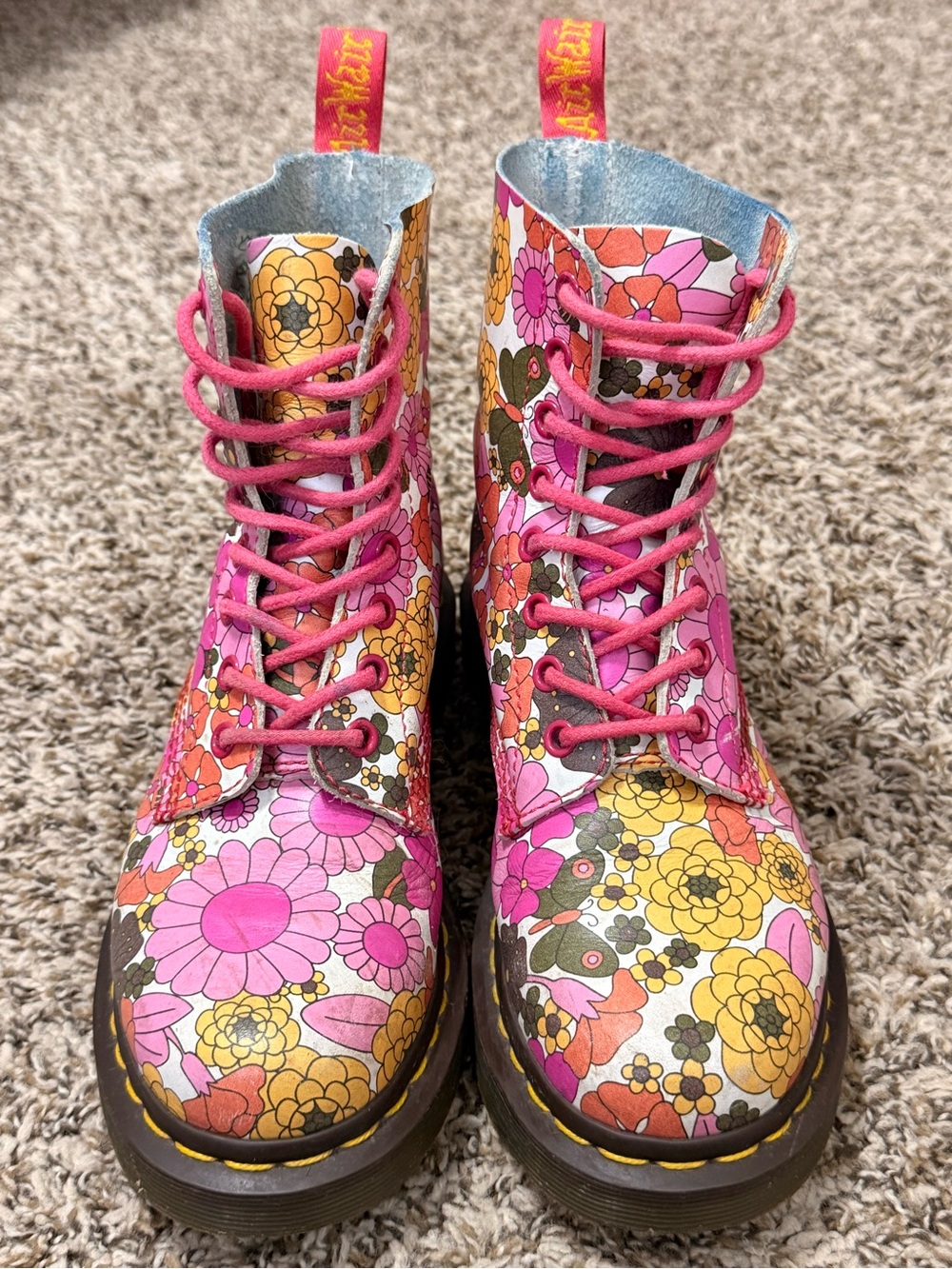 Rare Dr. Martens 1460 Pascal Vintage Daisy Retro Floral Boots US 6 / UK 4